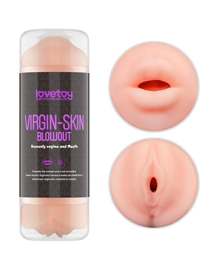 Lovetoy - Virgin-Skin Blowout - Dubbelzijdige Stroker Masturbator - Vagina en Mond - Lichte Huidskleur-Erotiekvoordeel.nl