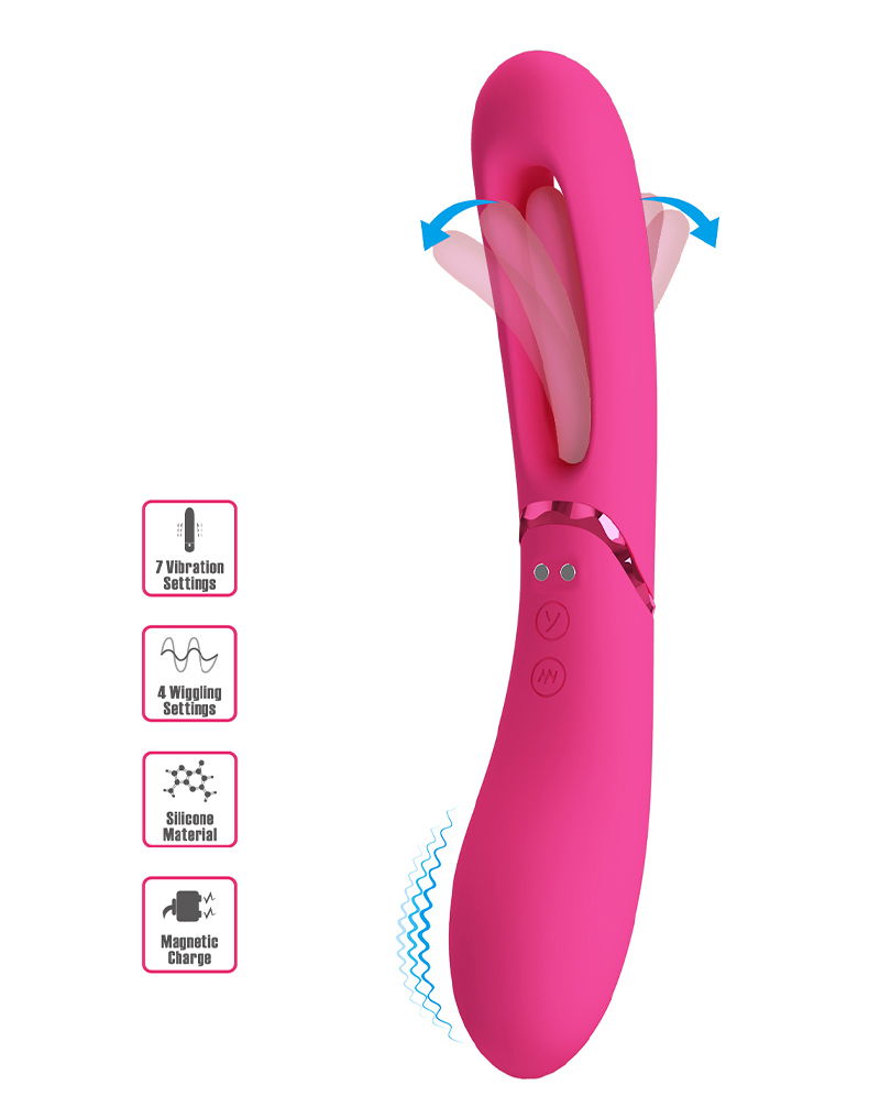 Pretty Love - Romance Lexie - Vibrator met Wiebelend Tongetje - Roze-Erotiekvoordeel.nl