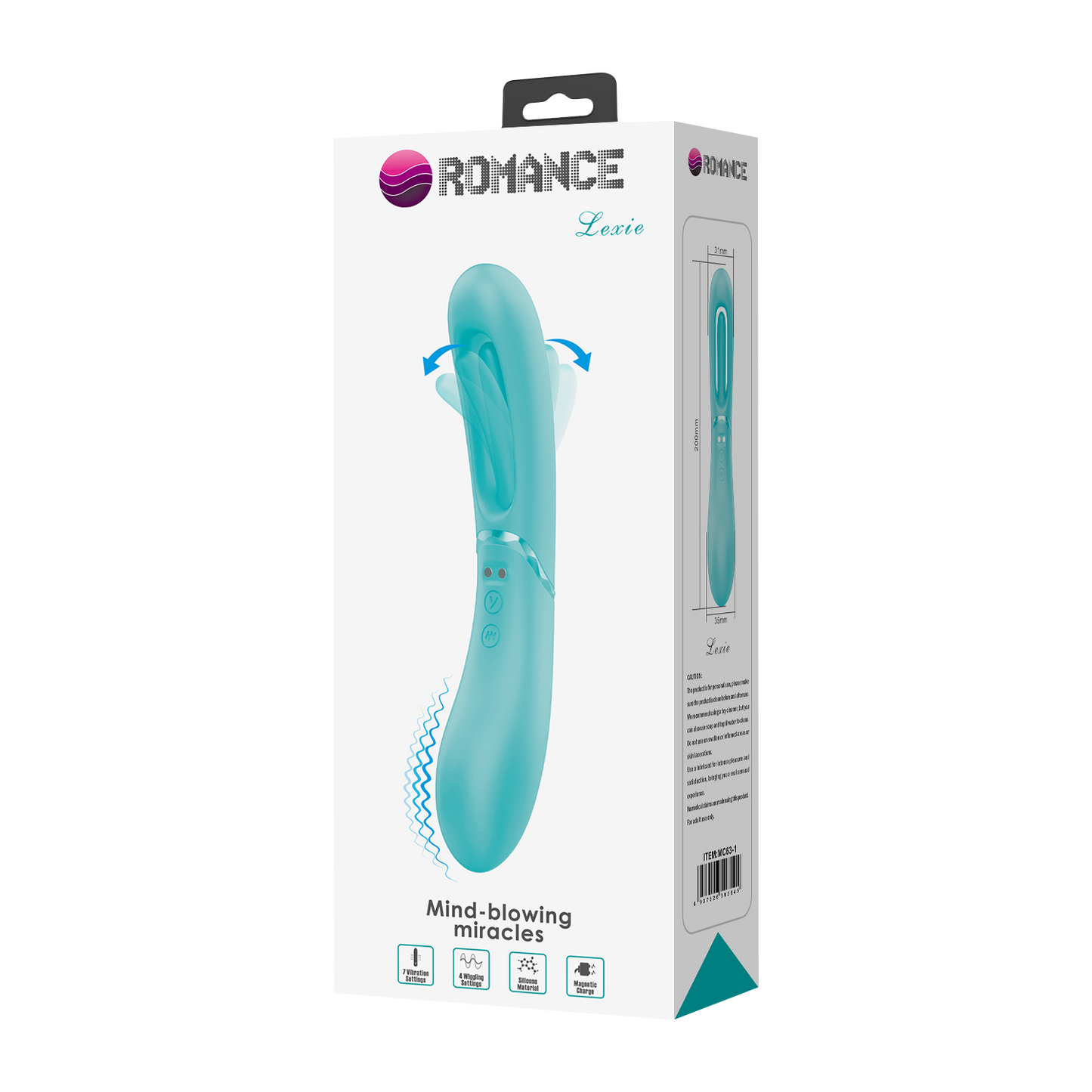 Pretty Love - Romance Lexie - Vibrator met Wiebelend Tongetje - Turquoise-Erotiekvoordeel.nl