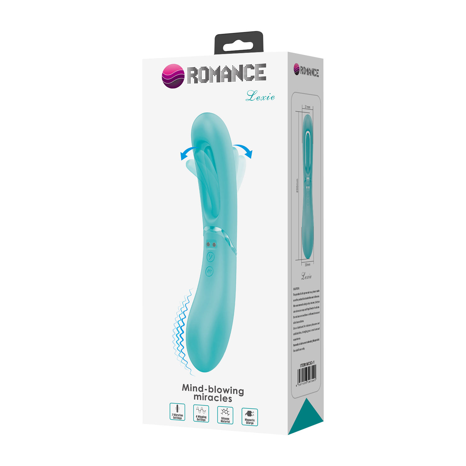 Pretty Love - Romance Lexie - Vibrator met Wiebelend Tongetje - Turquoise-Erotiekvoordeel.nl