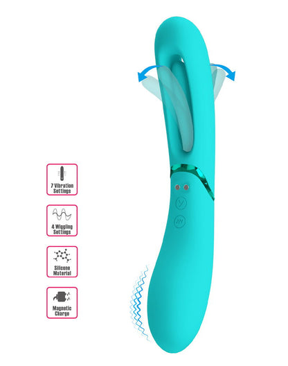 Pretty Love - Romance Lexie - Vibrator met Wiebelend Tongetje - Turquoise-Erotiekvoordeel.nl