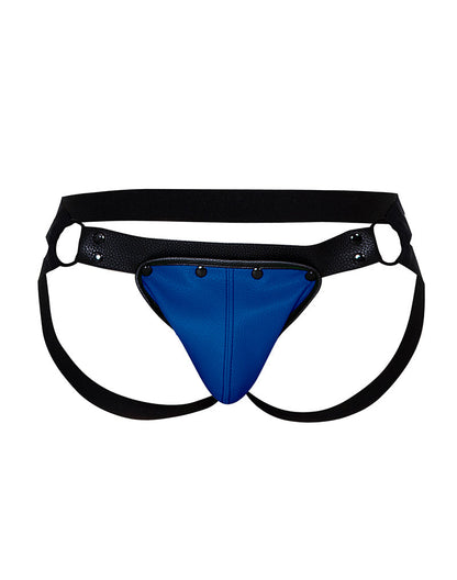 Cut4Men - Jock Snap - Jockstrap met Drukknoopjes - PU-Leder - Blauw/Zwart-Erotiekvoordeel.nl