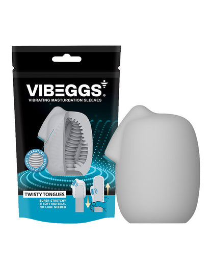 VIBEGGS - Twisty Tongues - Vibrerende Masturbatie Sleeve èn Vinger Vibrator - Wit