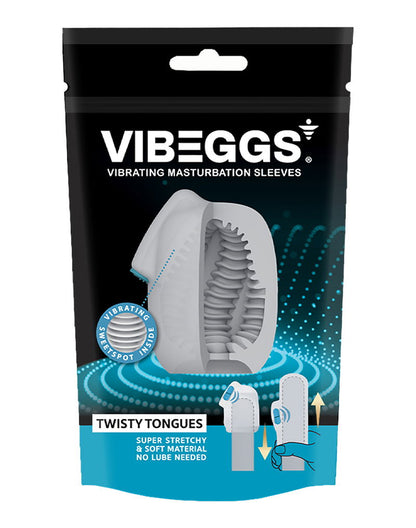 VIBEGGS - Twisty Tongues - Vibrerende Masturbatie Sleeve èn Vinger Vibrator - Wit