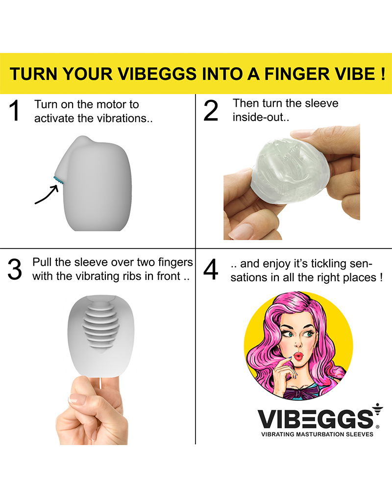 VIBEGGS - Twisty Tongues - Vibrerende Masturbatie Sleeve èn Vinger Vibrator - Wit