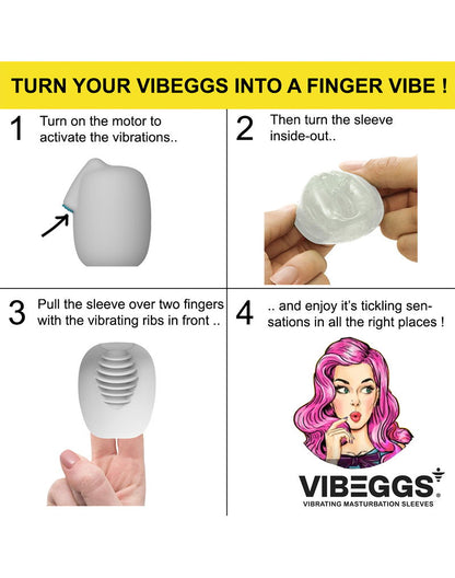 VIBEGGS - Candy Curves - Vibrerende Masturbatie Sleeve èn Vinger Vibrator - Wit