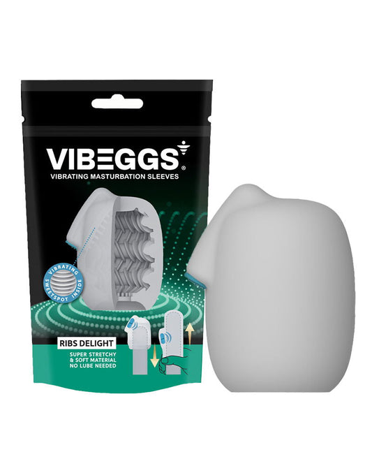 VIBEGGS - Ribs Delight - Vibrerende Masturbatie Sleeve èn Vinger Vibrator - Wit