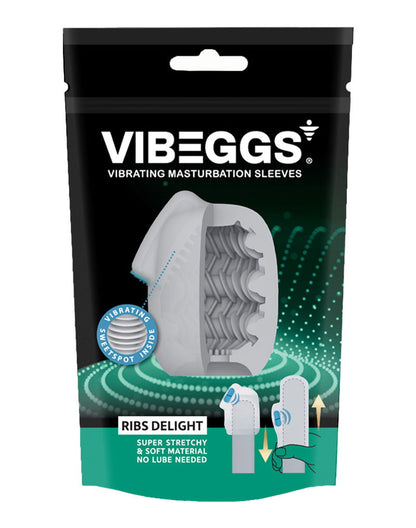 VIBEGGS - Ribs Delight - Vibrerende Masturbatie Sleeve èn Vinger Vibrator - Wit