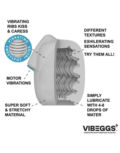 VIBEGGS - Ribs Delight - Vibrerende Masturbatie Sleeve èn Vinger Vibrator - Wit