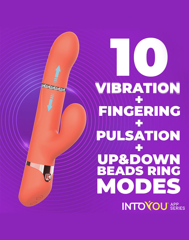 Intoyou - Mindy - Tapping Rabbit Vibrator met Klop-functie en App - Koraal Oranje-Erotiekvoordeel.nl