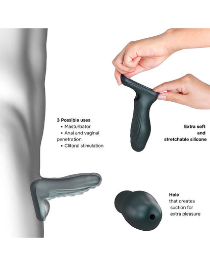 ManWan - Ryzer - Penis Extender en Zachte Masturbatie Sleeve - Dennengrijs