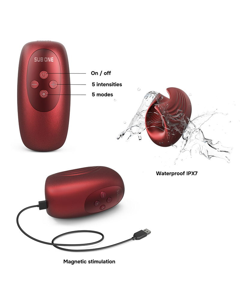 ManWan - Sub One - Vibrerende Masturbator met Tapping Feature - Velvet Red-Erotiekvoordeel.nl