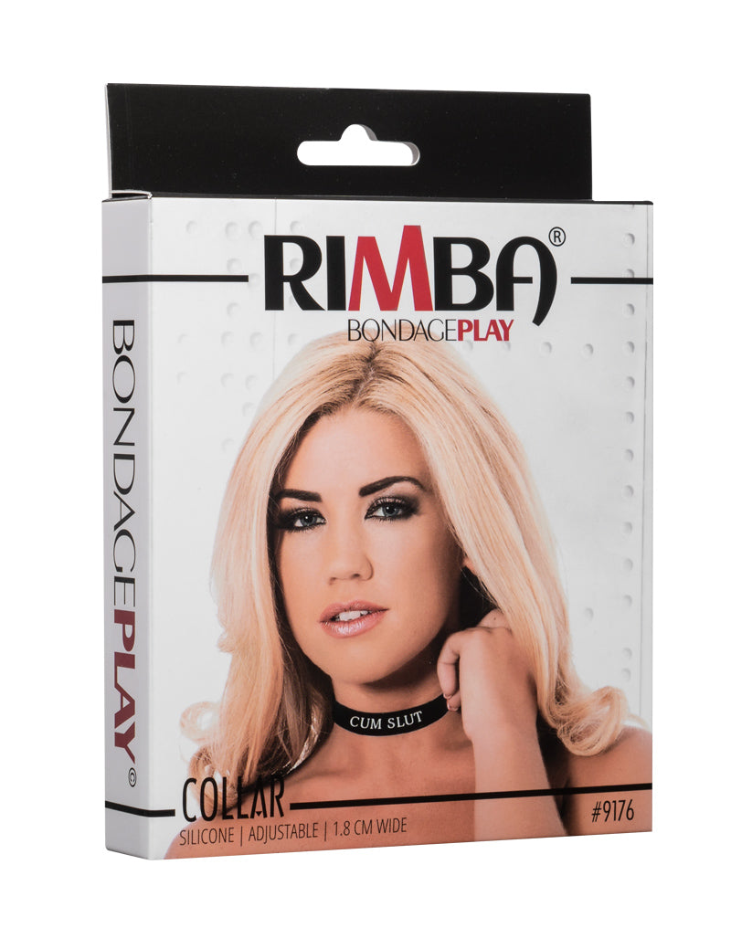 Rimba - Halsband - Collar Met Tekst - CUM SLUT - Siliconen - Zwart-Erotiekvoordeel.nl