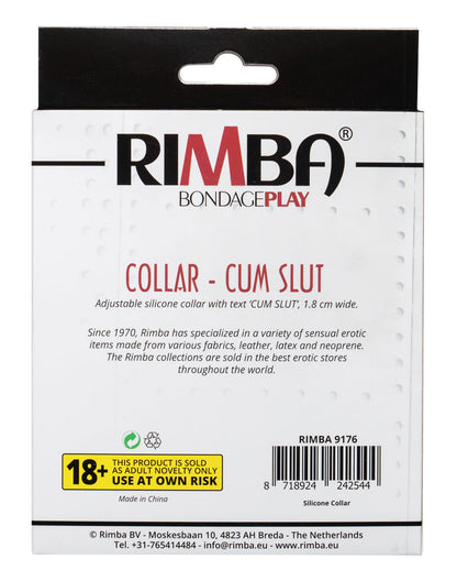 Rimba - Halsband - Collar Met Tekst - CUM SLUT - Siliconen - Zwart-Erotiekvoordeel.nl