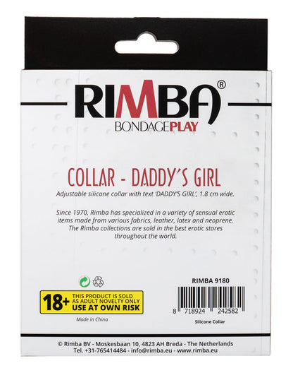 Rimba - Halsband - Collar Met Tekst - DADDY'S GIRL - Siliconen - Zwart-Erotiekvoordeel.nl