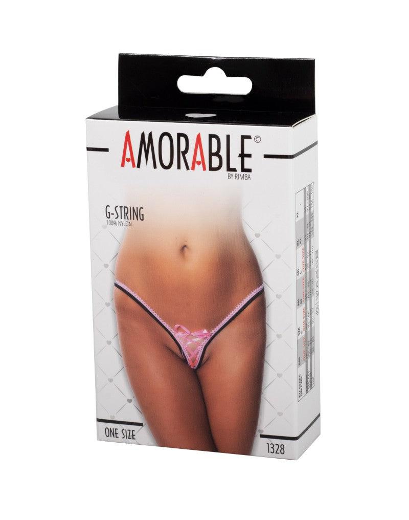 Amorable - Erotische Slip - Sexy G-string Met Lief Vetersluiting Accent - Roze - One Size-Erotiekvoordeel.nl