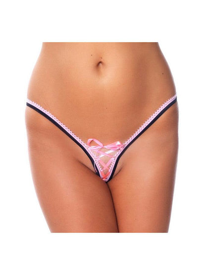 Amorable - Erotische Slip - Sexy G-string Met Lief Vetersluiting Accent - Roze - One Size-Erotiekvoordeel.nl