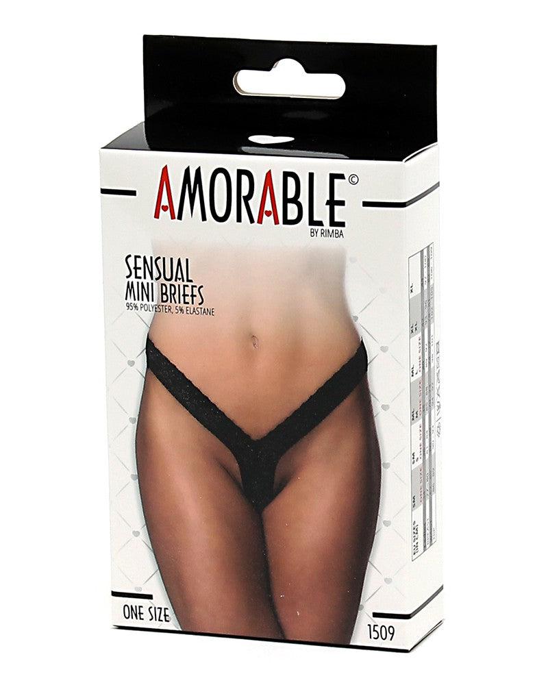 Amorable - Erotische String - Kanten Mini Slip - Aansluitend Onderbroekje - Zwart - One Size - Polyester-Erotiekvoordeel.nl