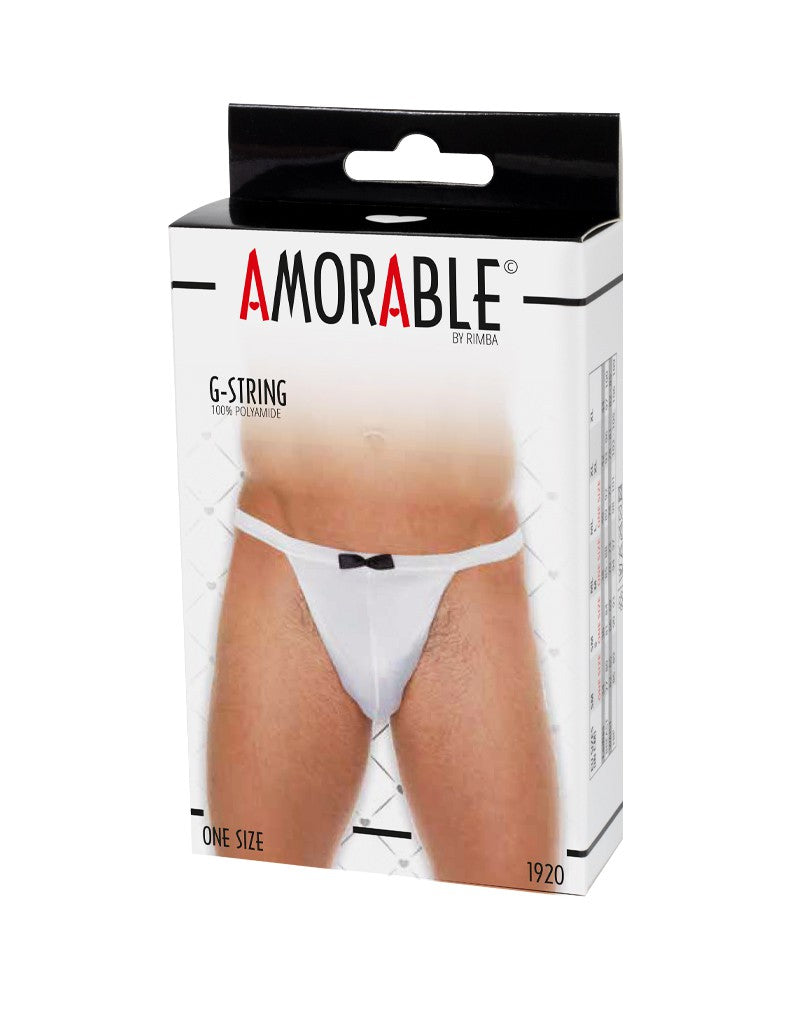 Amorable - Erotische String - Witte Butler Slip Met Zwart Strikje String - Heren Slip - Fun - Tanga - One Size-Erotiekvoordeel.nl