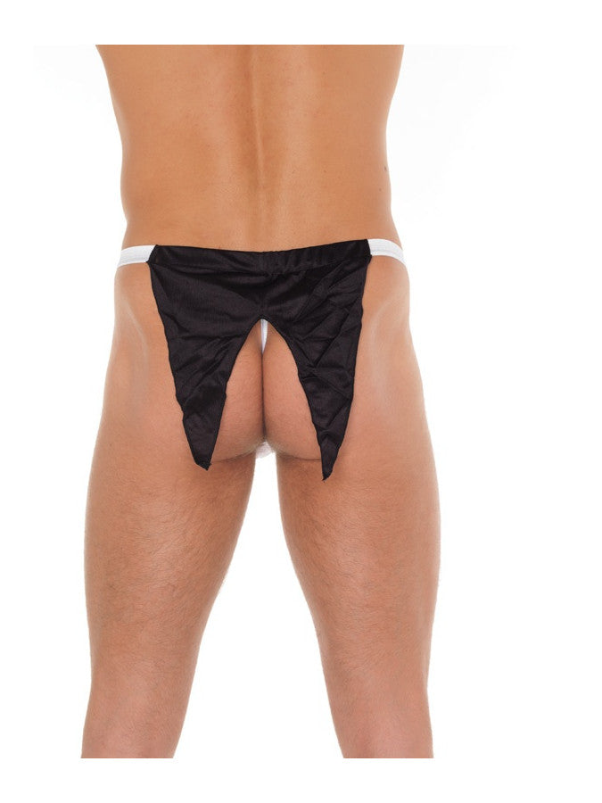 Amorable - Erotische String - Witte Butler Slip Met Zwart Strikje String - Heren Slip - Fun - Tanga - One Size-Erotiekvoordeel.nl