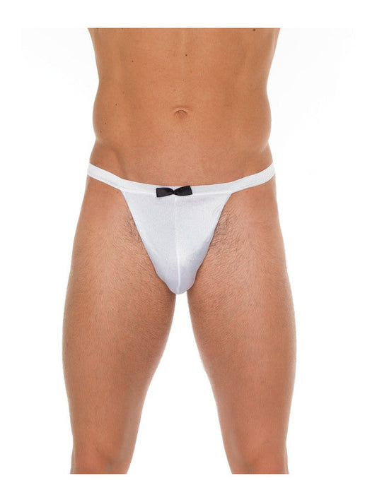 Amorable - Erotische String - Witte Butler Slip Met Zwart Strikje String - Heren Slip - Fun - Tanga - One Size-Erotiekvoordeel.nl