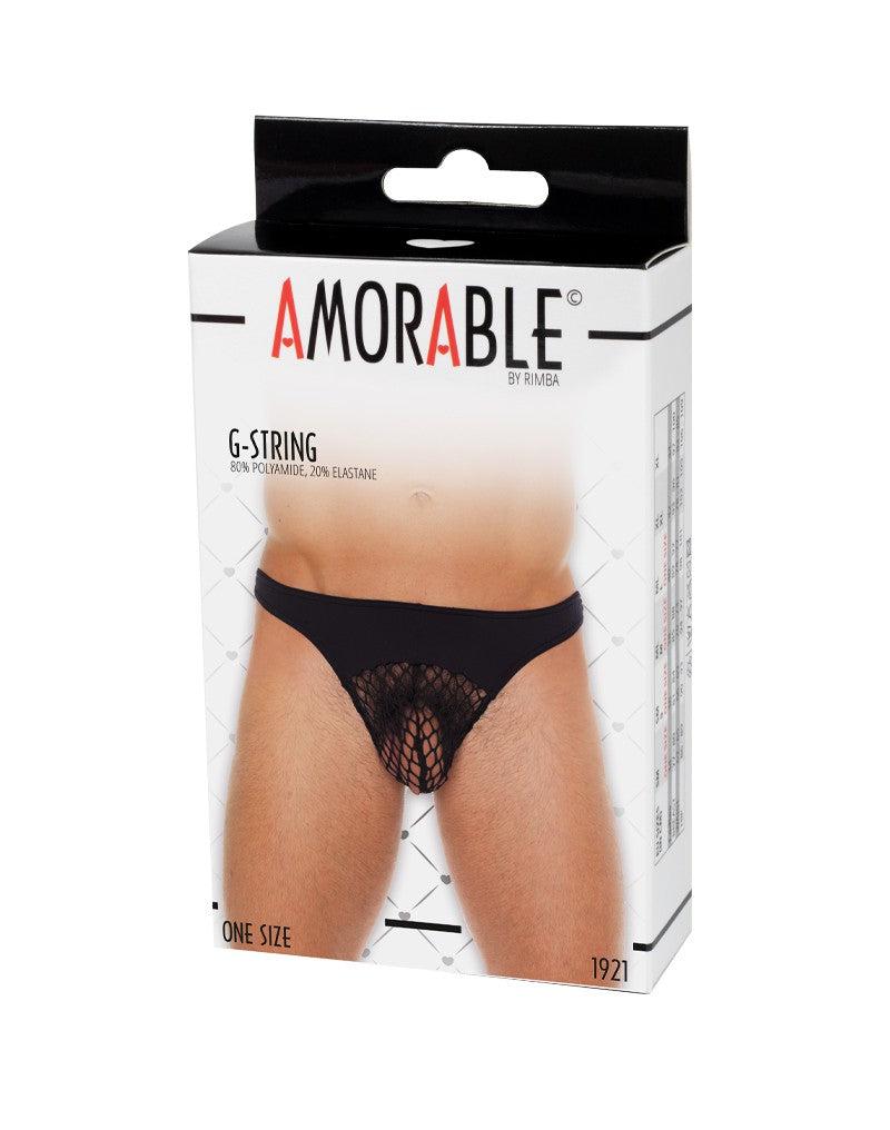 Amorable - Erotische String - Zwarte Heren String Met Visnet Aan Voorzijde - Mannen Slip - Tanga Voor Mannen - One Size-Erotiekvoordeel.nl