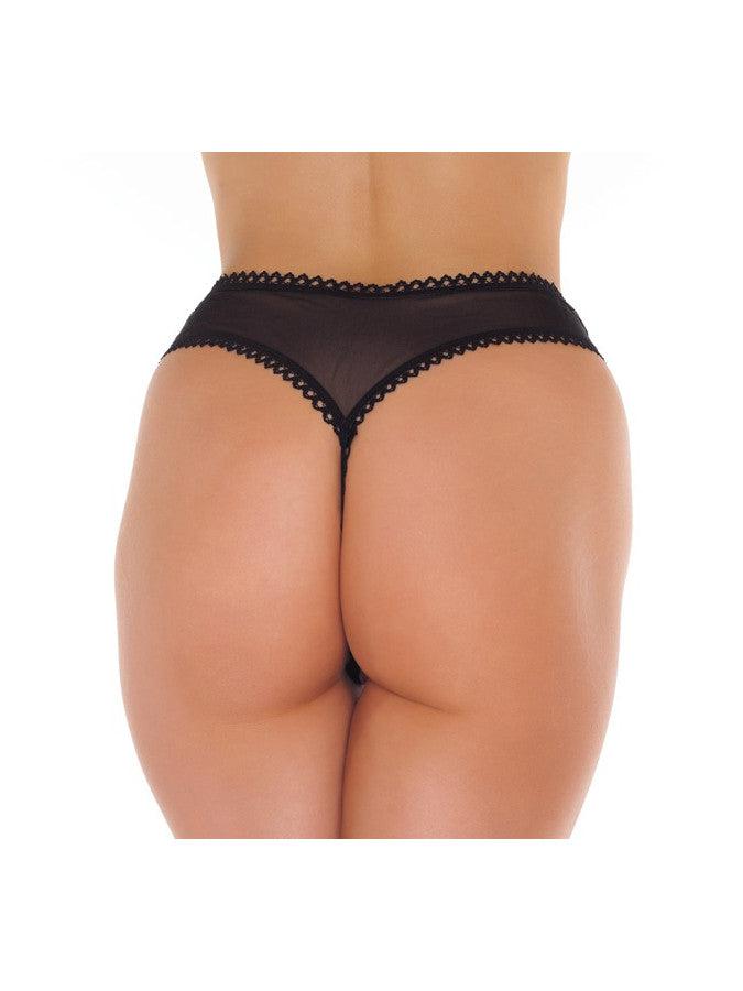 Amorable - G-String - Transparante G String Met Open Kruis - Zwart - One Size-Erotiekvoordeel.nl