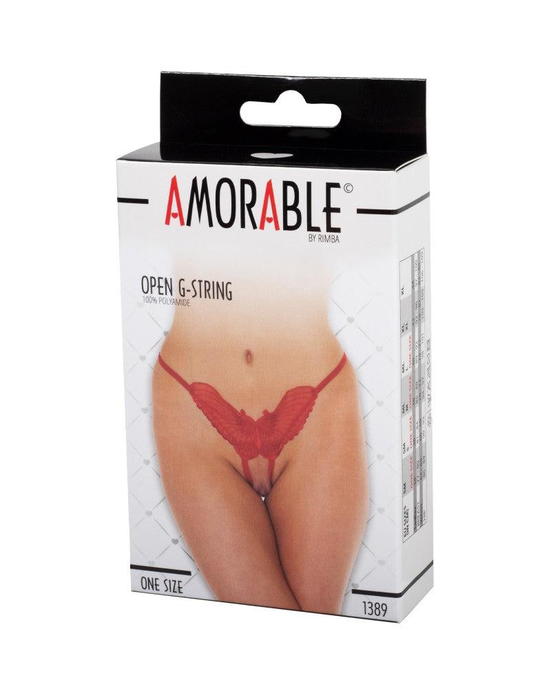 Amorable - Luxe Kanten Vlinder Slip Met Open Kruis - Rood - One Size-Erotiekvoordeel.nl