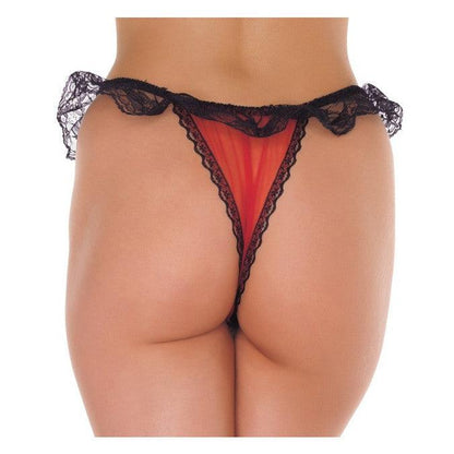 Amorable - Open String - Burlesque Tanga Met Open Kruis - Rood Zwart - One Size-Erotiekvoordeel.nl