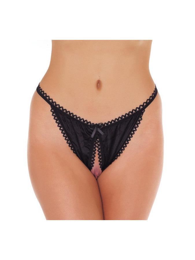 Amorable - Tanga Slip Met Open Kruis - Zwart - One Size-Erotiekvoordeel.nl