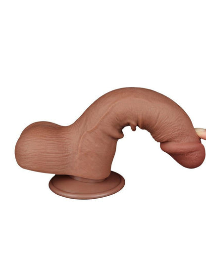 Lovetoy - Dildo Met Sliding Skin Technologie - 19.5 x 3.7 cm - Verwijderbare Zuignap - Medium Huidskleur-Erotiekvoordeel.nl