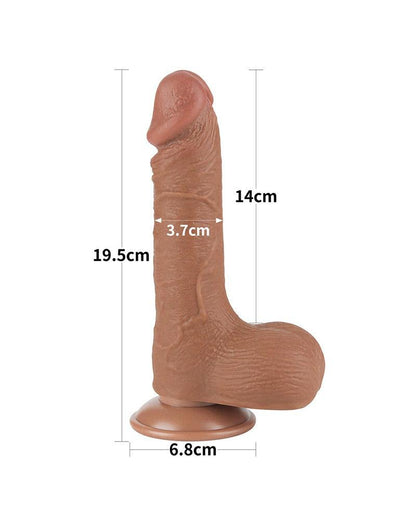 Lovetoy - Dildo Met Sliding Skin Technologie - 19.5 x 3.7 cm - Verwijderbare Zuignap - Medium Huidskleur-Erotiekvoordeel.nl