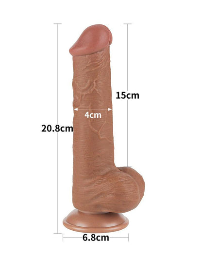 Lovetoy - Dildo Met Sliding Skin Technologie - 20.8 x 4 cm - Verwijderbare Zuignap - Medium Huidskleur-Erotiekvoordeel.nl