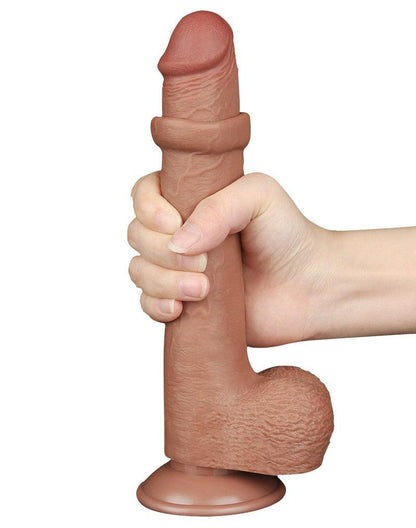 Lovetoy - Dildo Met Sliding Skin Technologie - 22 x 3.7 cm - Verwijderbare Zuignap - Medium Huidskleur-Erotiekvoordeel.nl