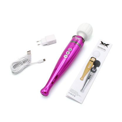 Pixey DeLuxe - Pink Chrome Edition - Oplaadbare Wand Vibrator - de krachtigste die er is-Erotiekvoordeel.nl