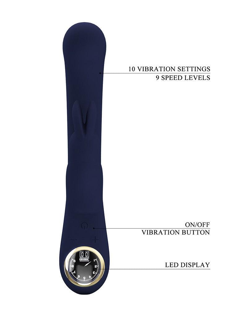 Pretty Love - Lamar - Rabbit Vibrator- Tarzan Vibrator - Met LCD Display - Donkerblauw-Erotiekvoordeel.nl