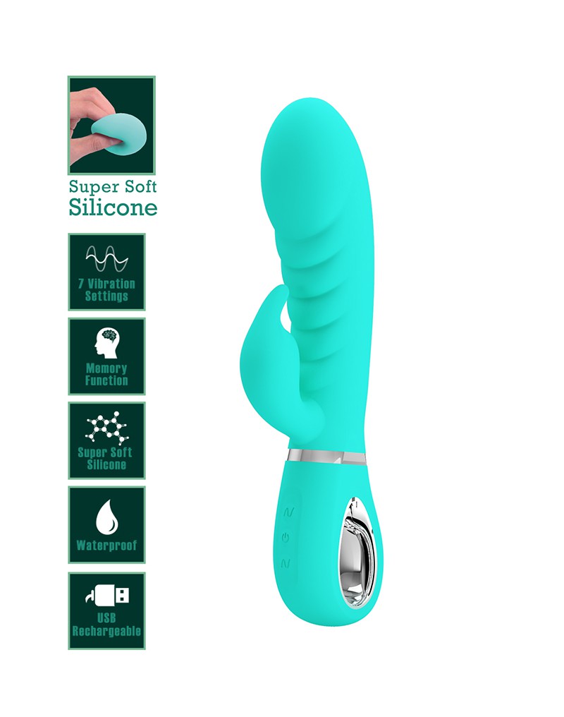 Pretty Love - Prescott - Rabbit Vibrator - Dubbele Motor - Turquoise-Erotiekvoordeel.nl