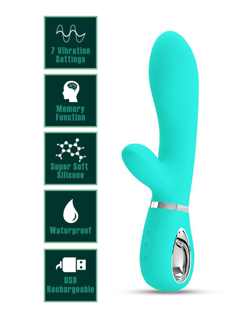 Pretty Love - Thomas - Rabbit Vibrator - Turquoise-Erotiekvoordeel.nl