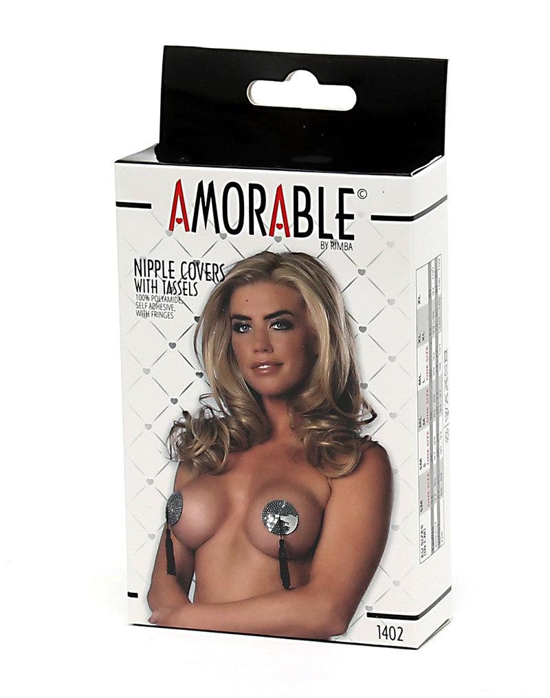 Amorable - Burlesque Tepelbedekkers Met Kwastjes - Zelfklevend - Zilver-Erotiekvoordeel.nl