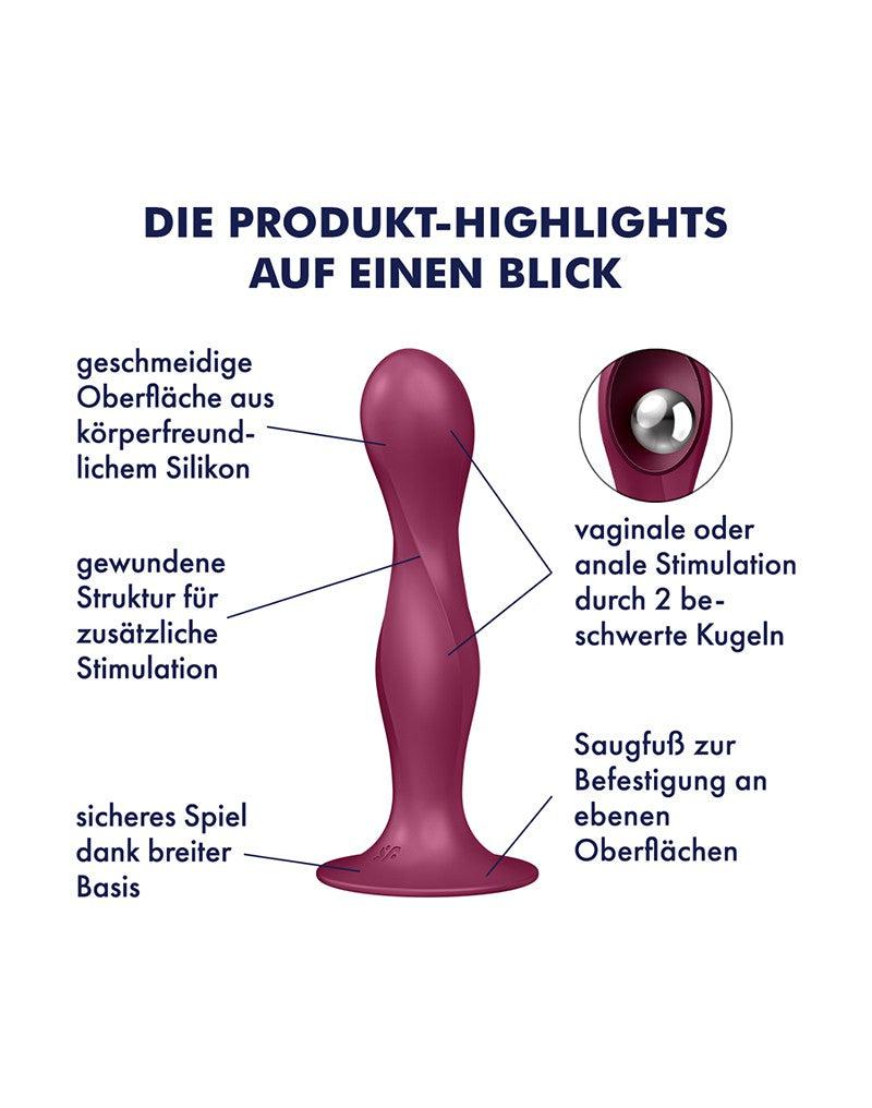 Satisfyer - Double Ball-R - Verzwaarde Dildo met Bewegende Metalen Kogels - Rood-Erotiekvoordeel.nl