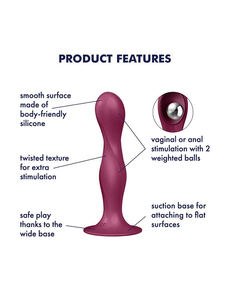 Satisfyer - Double Ball-R - Verzwaarde Dildo met Bewegende Metalen Kogels - Rood-Erotiekvoordeel.nl