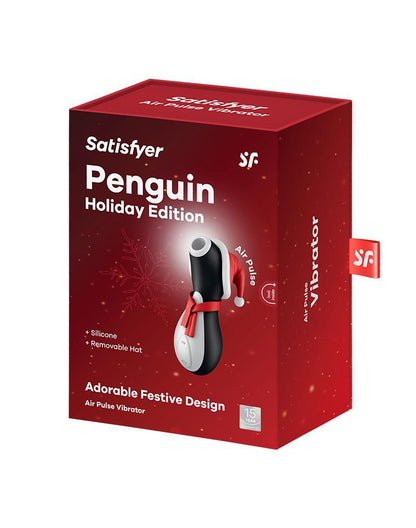 Satisfyer Penguin - Holiday Edition - Luchtdruk Stimulator - USB-oplaadbaar - Zwart, Rood & Wit-Erotiekvoordeel.nl