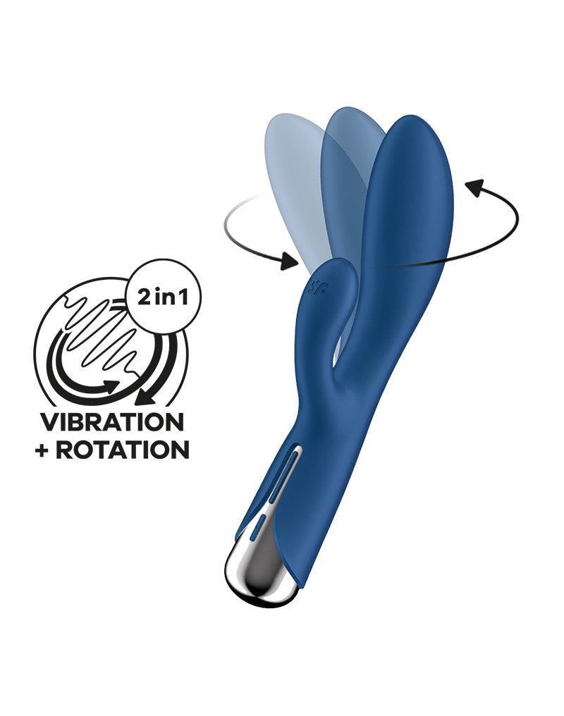 Satisfyer - Spinning Rabbit 1 - Roterende en Vibrerende Rabbit Vibrator - Tarzan Vibrator - Blauw-Erotiekvoordeel.nl