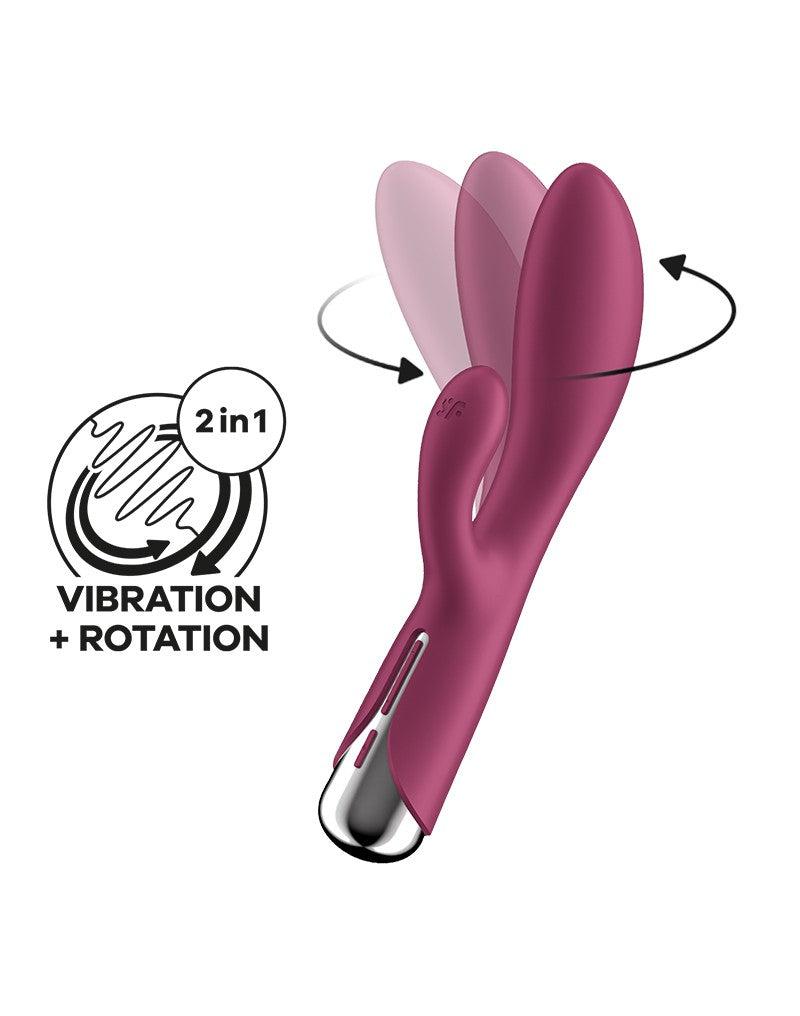 Satisfyer - Spinning Rabbit 1 - Roterende en Vibrerende Rabbit Vibrator - Tarzan Vibrator - Rood-Erotiekvoordeel.nl