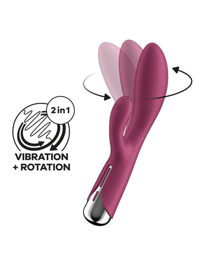 Satisfyer - Spinning Rabbit 1 - Roterende en Vibrerende Rabbit Vibrator - Tarzan Vibrator - Rood-Erotiekvoordeel.nl