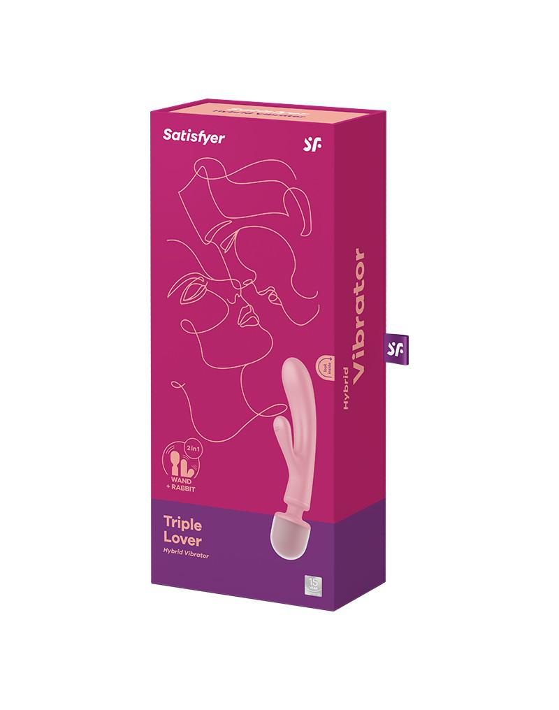 Satisfyer - Triple Lover - 2-in-1 Wand en Rabbit Vibrator - Roze-Erotiekvoordeel.nl