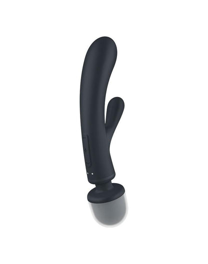 Satisfyer - Triple Lover - 2-in-1 Wand en Rabbit Vibrator - Zwart-Erotiekvoordeel.nl