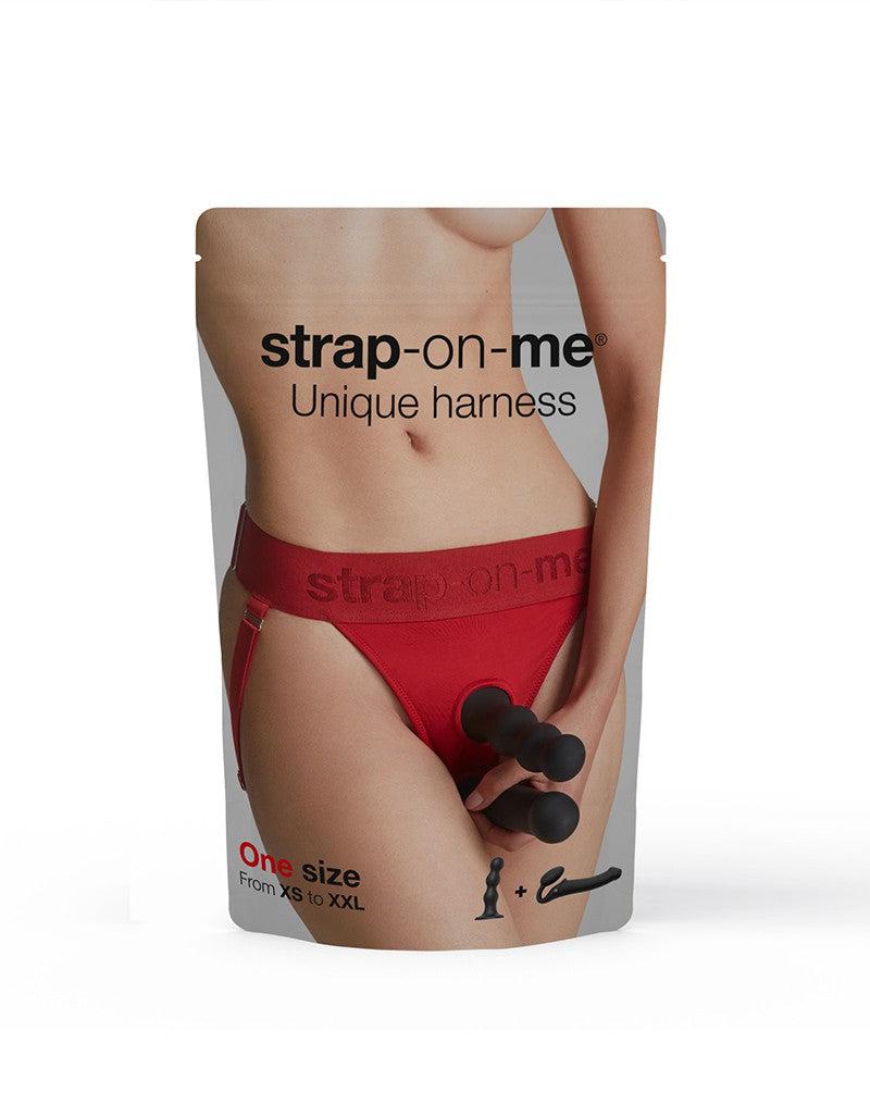 Strap-On-Me - Harness Unique - Strap-On Harnas - Voor dubbele penetratie - Rood-Erotiekvoordeel.nl