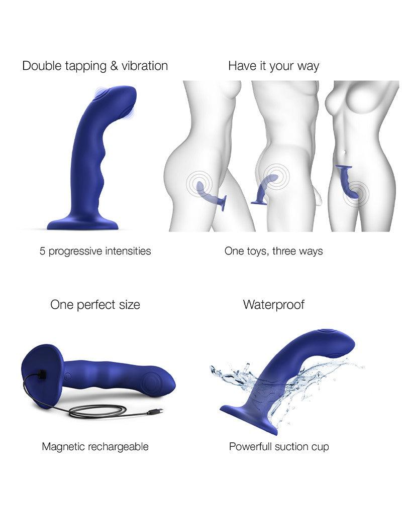 Strap-On-Me - Wave - Tapping Dildo - Met Tapping Functie - Blauw-Erotiekvoordeel.nl