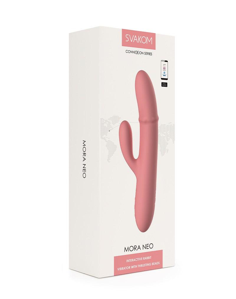 Svakom - Mora Neo - Interactieve Rabbit Vibrator met stotende kralen-ring - App Control - Roze-Erotiekvoordeel.nl